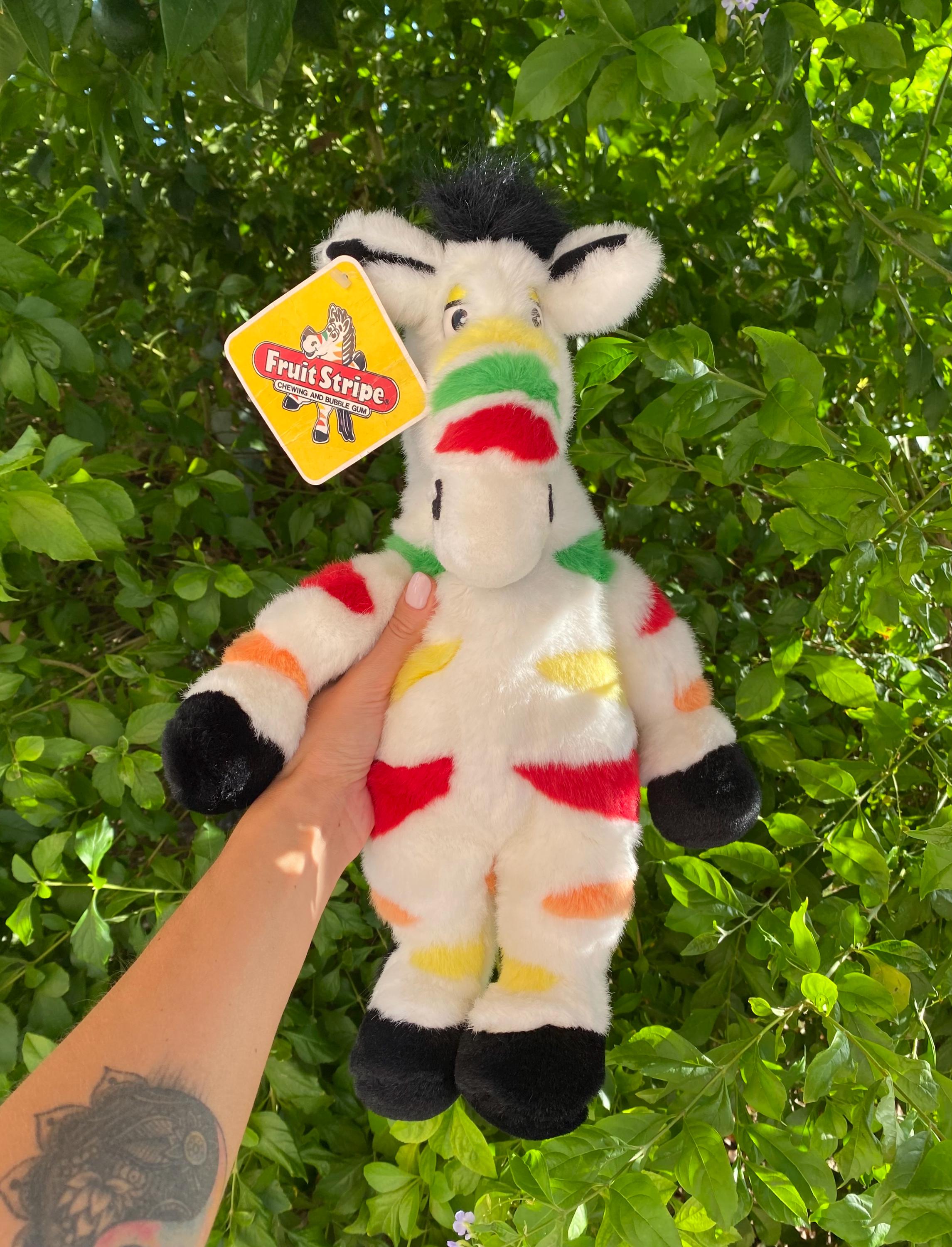 Vintage Fruit Stripe Bubble Gum Zebra Plush Mascot 1990s
