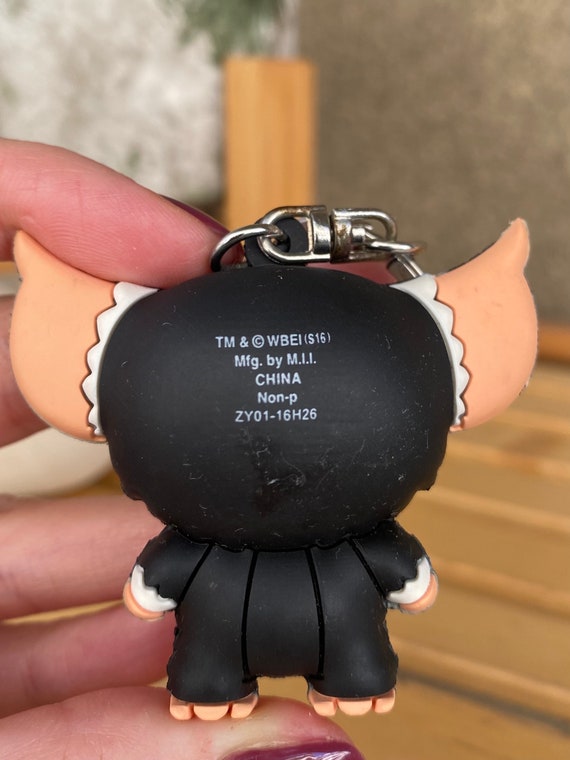Evil Gremlin Mohawk Figurine Keychain: Black & White Collectible
