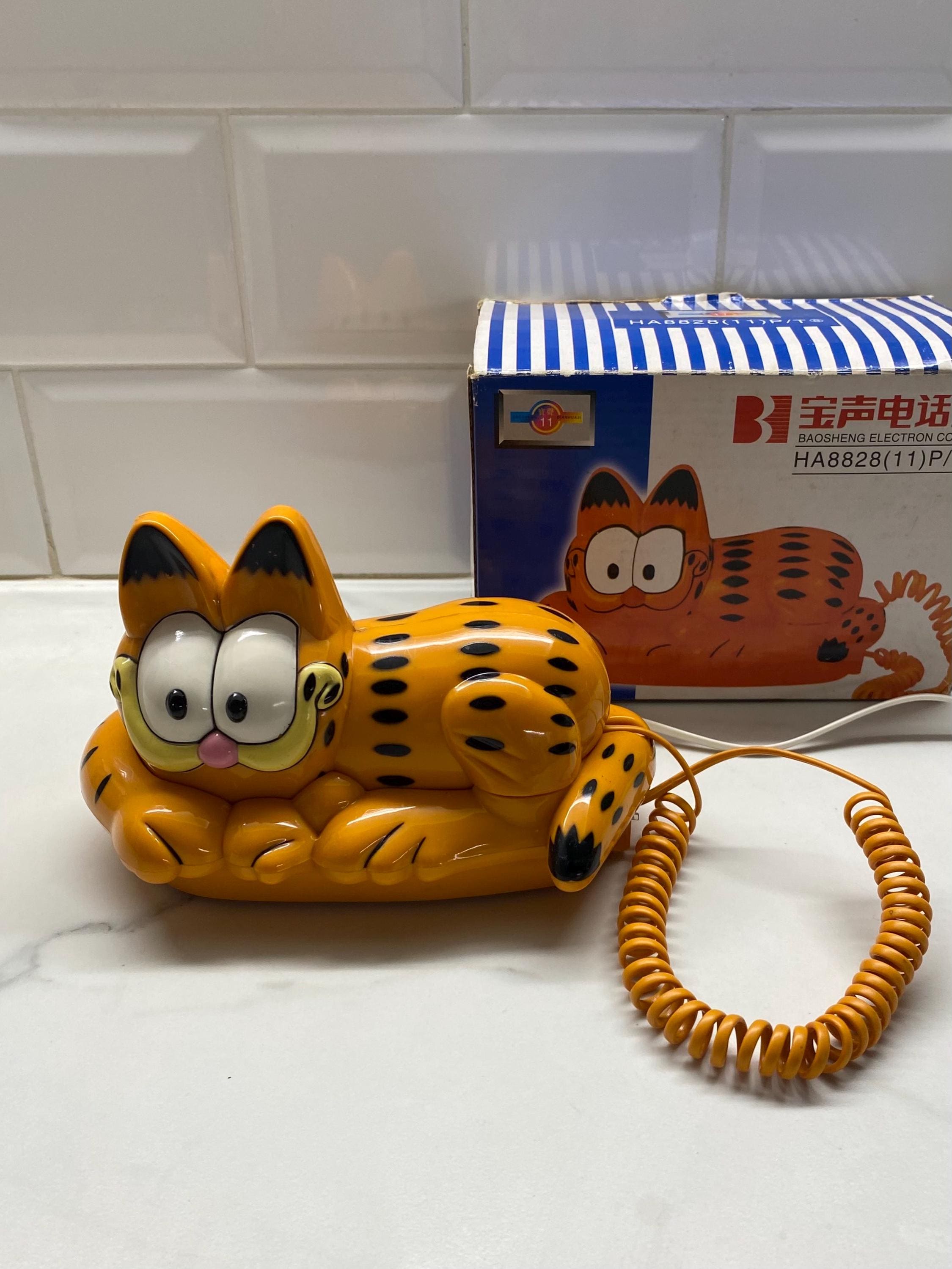 ヴィンテージのガーフィールド猫電話：1980年代、箱入りで動作中