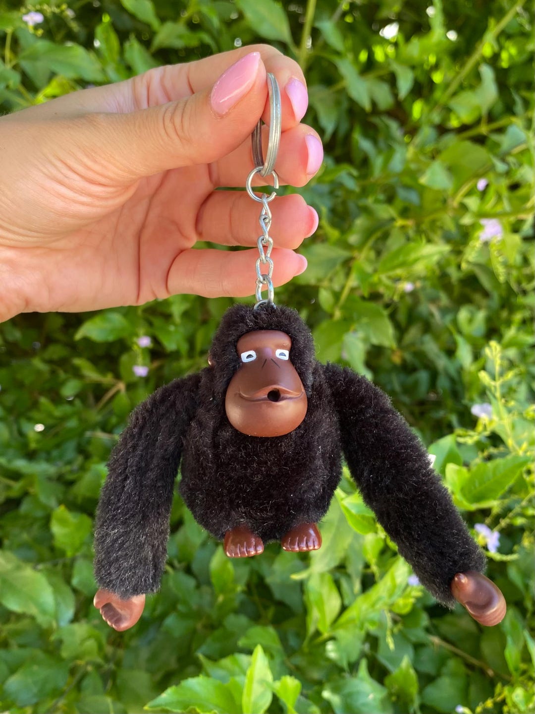 Porte-clés vintage en peluche singe Kipling Klaus, anneau de sac