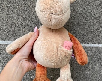 ヴィンテージベージュ犬のフロッピーぬいぐるみおもちゃNiciドイツ