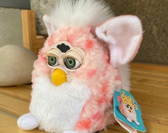 Rare 1999 Coral Furby Baby: Vintage Pink & White, Green Eyes