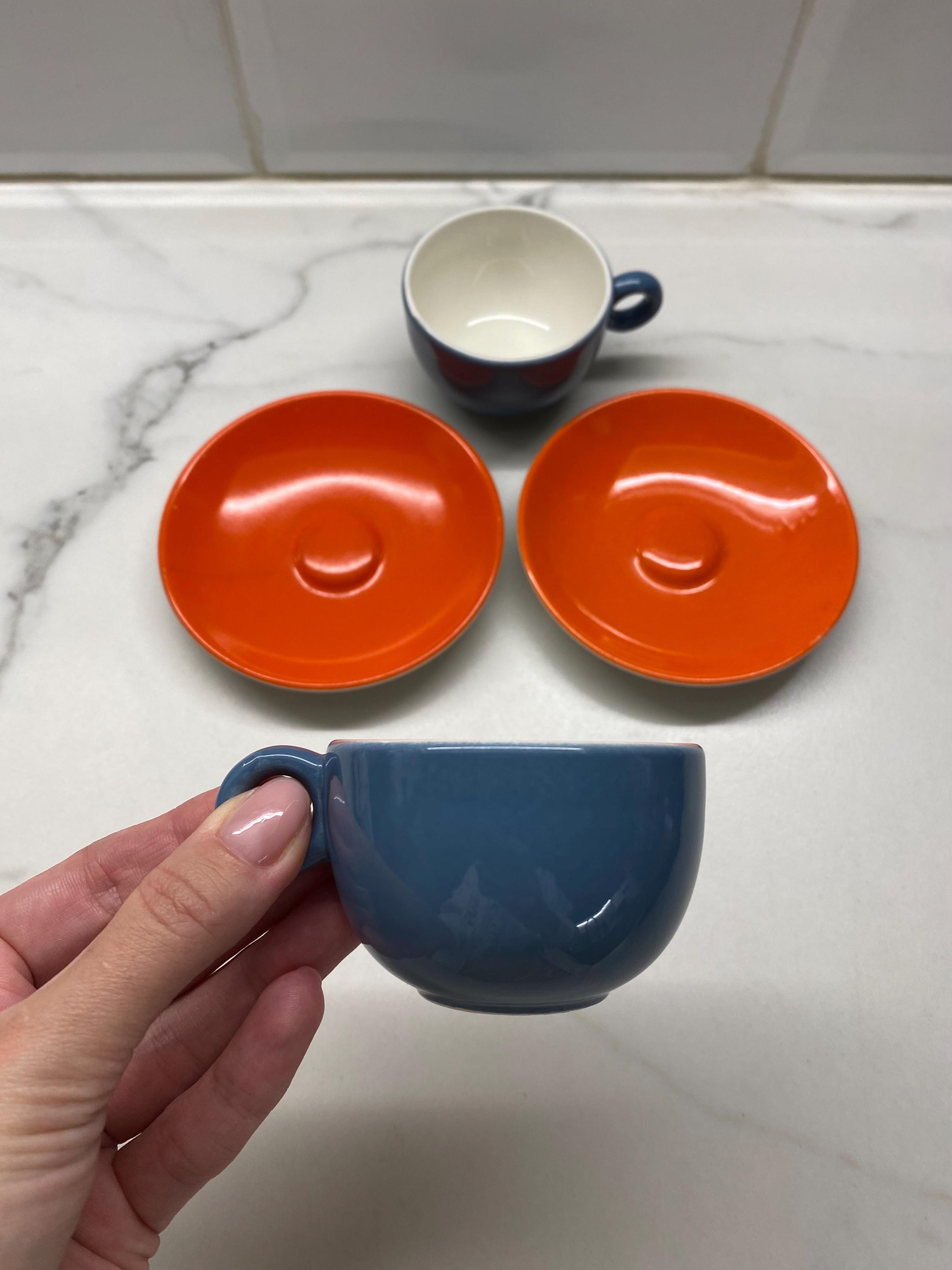 Vintage Pagnossin Ceramica Espresso X2 Cups + Saucers Set Riccardo