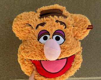 Muppet Fozzie the Bear fluffy cushion, appliqued Fozzie Bear head pillow Jim Henson Muppet show Collectable home supplies