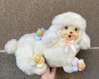 【90S vintage 20471120Hyoma soft toy♪新品！】 Vintage 1990s 90s 1991 Puppy Surprise Plush Dog Toy - With 4
