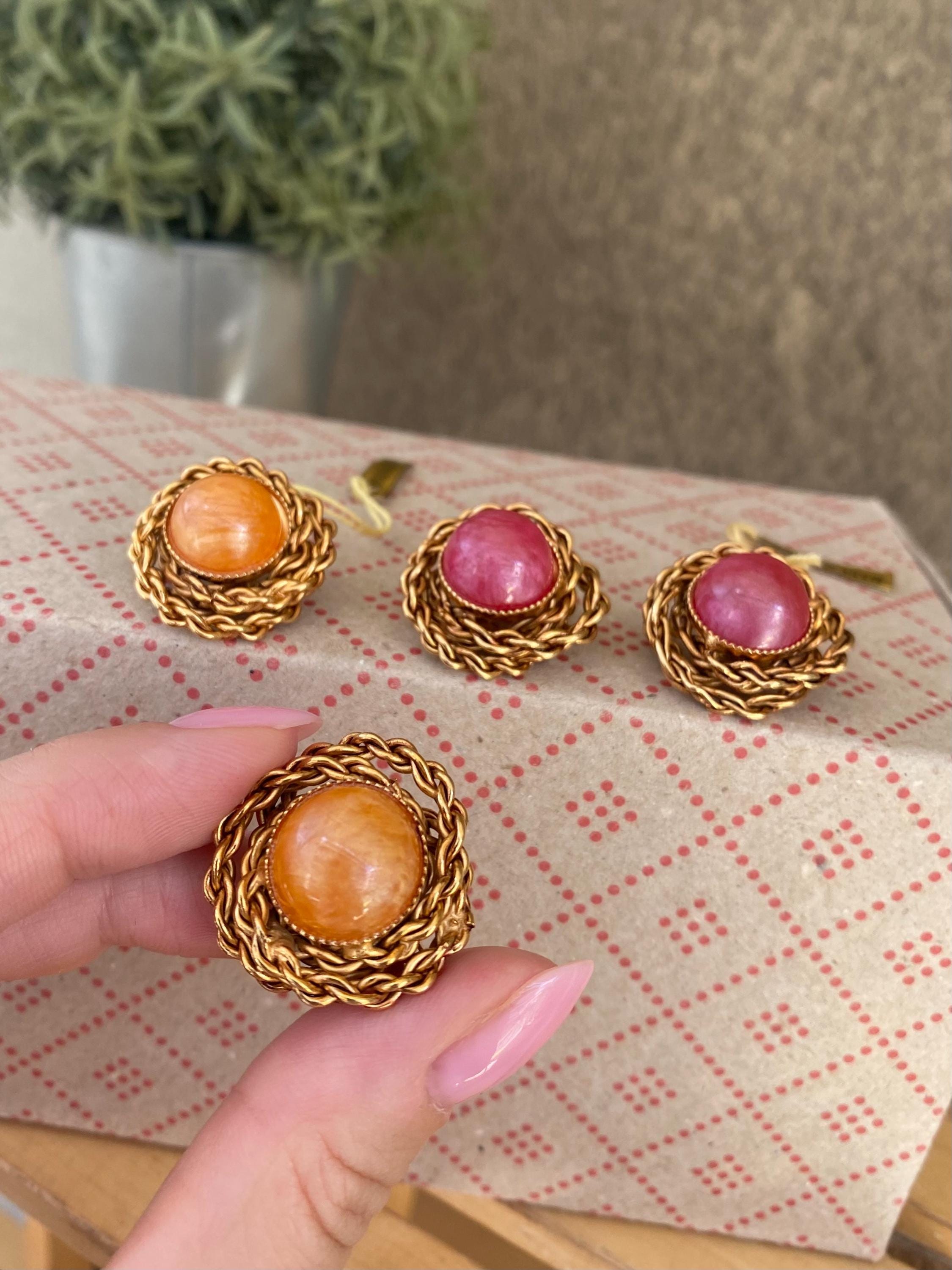 Les Poulettes Bijoux - Orecchini Clip In Ottone Dorato Con Cerchio, Pallina Colorata E Ape, Gioiello Fantasia Artigianale In Cofanetto Regalo