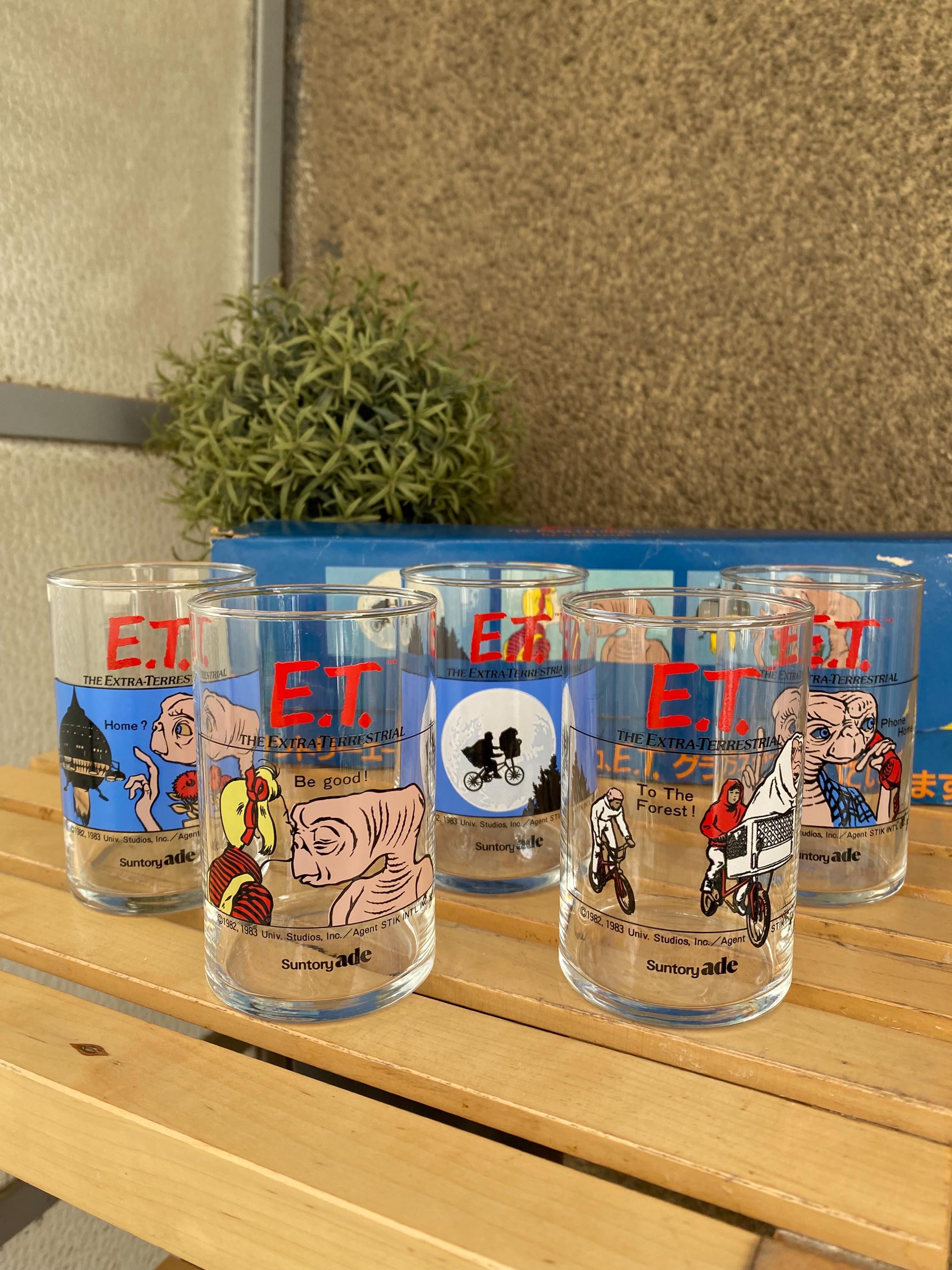E.T. THE EXTRA-TERRESTRIAL グラス 2個セット Rare Vintage ET Extra Terrestrial Drinking Glass Set of 5 Japan