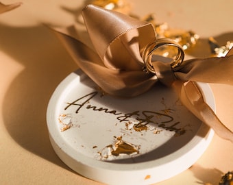 Personalized ring bowl &quot;Names&quot; with ribbon | Ring box | Ring pillow | Jewelry bowl I Wedding gift personalized | Vinyl