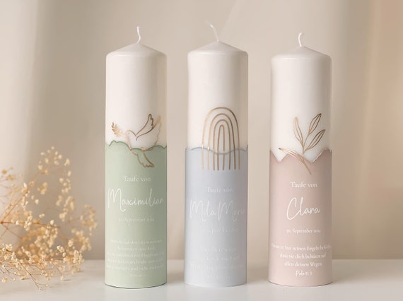 Candela Battesimo/Comunione 40cm - Con Adesivi Per Scritte, Azzurro E Argento - Foto 7