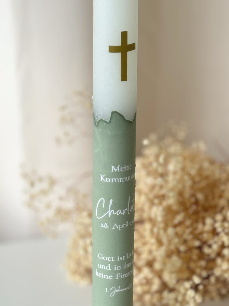 Baptism candle Communion candle personalized with golden dove in different colors A unique accessory for baptism image 5