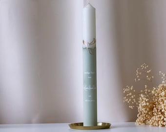 Bougie de baptême | Bougie de communion personnalisée avec colombe dorée de différentes couleurs | Un accessoire unique pour le baptême