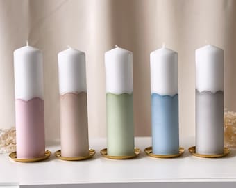 DIY Kerze mit farbigem Gips-Sockel zum selber gestalten | Blanko Kerze | Teelichteinsatz