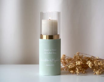 Personalized wedding candle as a lantern with a golden ring | Wedding candle | LED candle | Reusable candle for your wedding ceremony