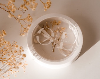Modern ring box with wedding logo &quot;Initials & Names&quot; | A special accessory for your wedding | Ring pillow | Ring bowl