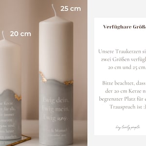 Personalisierte Traukerze mit Gips-Sockel in verschiedenen Farben und Blattgold Akzenten Ein elegantes Accessoire für Eure Hochzeit H101 Bild 9