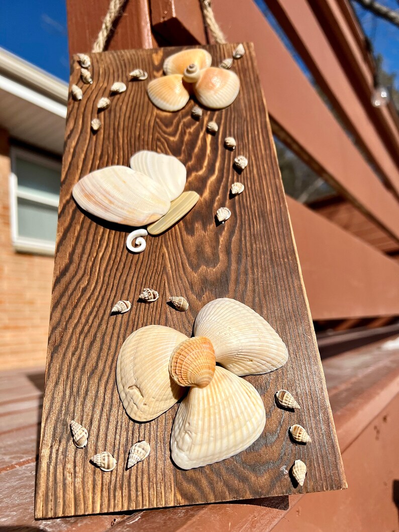 Shell Butterfly and Shell Flower Wall Hang Etsy