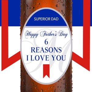 Michelob Ultra Inspired Father&#39;s Day 6 Reasons I Love You Beer Labels, blanks included