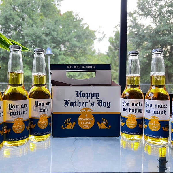 Father's Day 6 Reasons I Love You Beer Labels, blanks included (No Cricut Needed!)