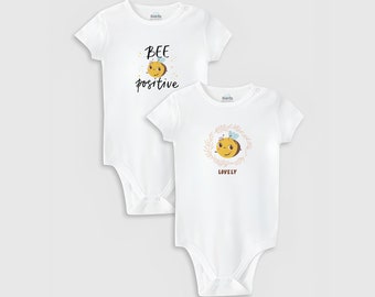 Organic 2 Pcs Baby Bodysuit Set,%100 Organic Cotton Baby Bodysuit,Bee Baby Onesie,Baby Gift,Newborn Onesie,Baby Clothes