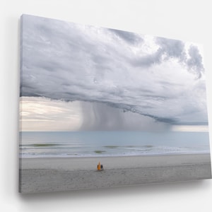 Myrtle Beach Ocean Photograph Carolina Coastal Storm Beach Chairs Sand Ocean View Dunes