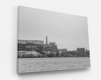 Alcatraz Island Print: San Francisco Bay, Black and White Landscape