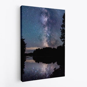 Milky Way Night Sky Photograph Canvas Muskoka Fine Art Night Northern Ontario Lake Reflection Print Sky