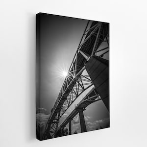 Bluewater Bridge Black and White Sunshine Photo | Lake Huron St. Clair River Detroit River Wall Art | Fine Art Home Decor
