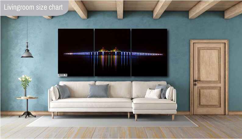 Sunshine Skyway Bridge Night Photography: Tampa Bay Seascape Art image 7