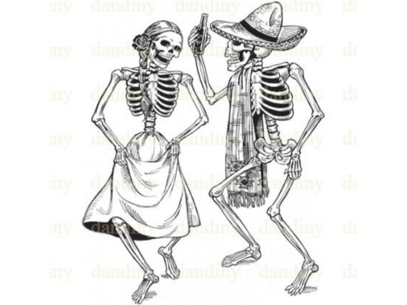 Dancing Skeletons Digital Design PNG Happy Skeleton Png - Etsy