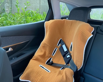 Muslin Cotton Baby Car Seat Cover: Easy Remove, Washable Stroller Blanket