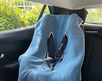Muslin Cotton Baby Car Seat Cover: Stroller Blanket (27.5 x 41 in)