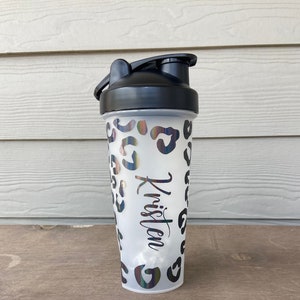 Charcoal Holographic Leopard Print Shaker Bottle