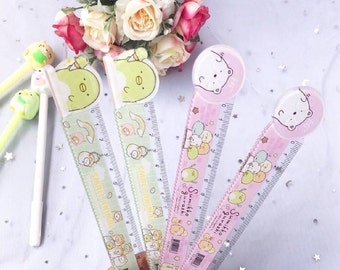 2X Korea Kawaii Cute Cat Kitty Face Stationery Wood Ruler Sewing Ruler Gifts J&C 