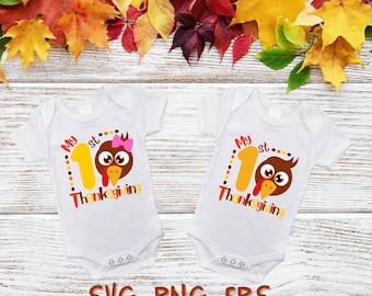 My First Thanksgiving SVG, Turkey Baby Graphic (Digital Download)