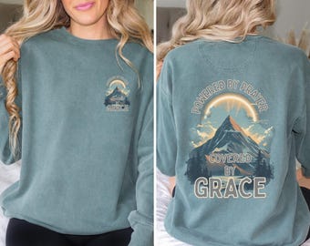 Comfort Colors Christian Sweatshirt – Mountain Graphic, Faith-Based