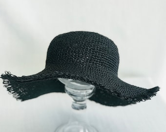Fringe Raffia Hat, Wide Brim Hat Women, Straw Hat, Foldable Hat, Straw Beach Hat