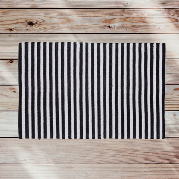 Black and White Stripe Rug Etsy