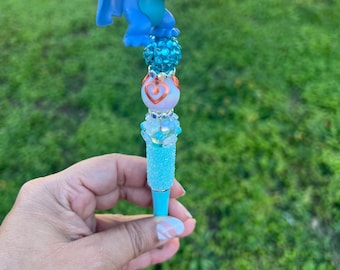 Blue Alien Beaded Pen | Collectors Character Figures | Handmade Beaded Pen