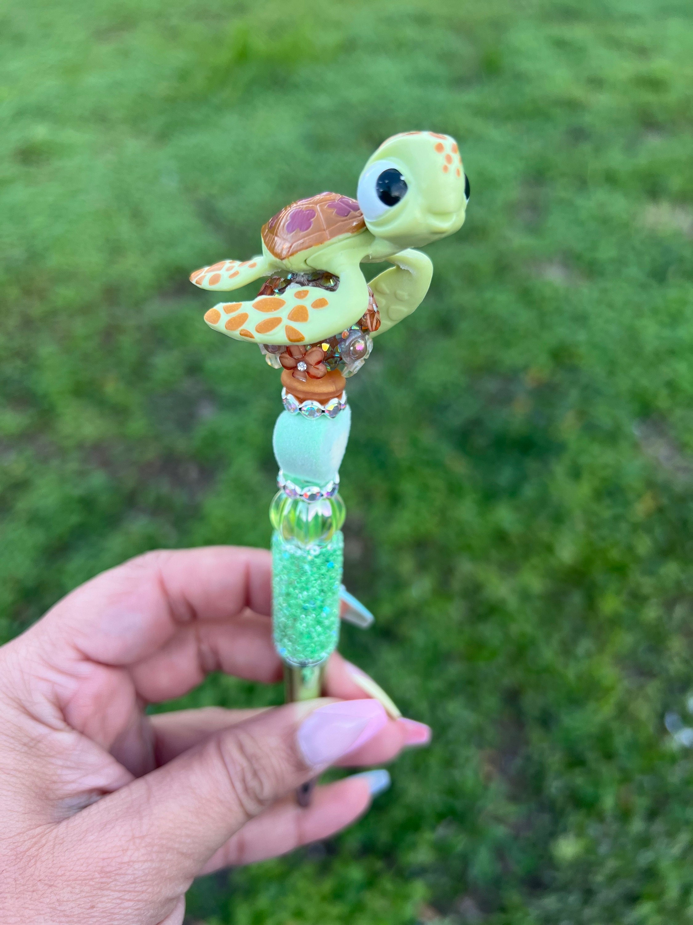 Turtle Rhinestone Pen Turtle Beaded Pen | Turtle Pen | Nemo’s Crush Turtle Beaded Pen ...