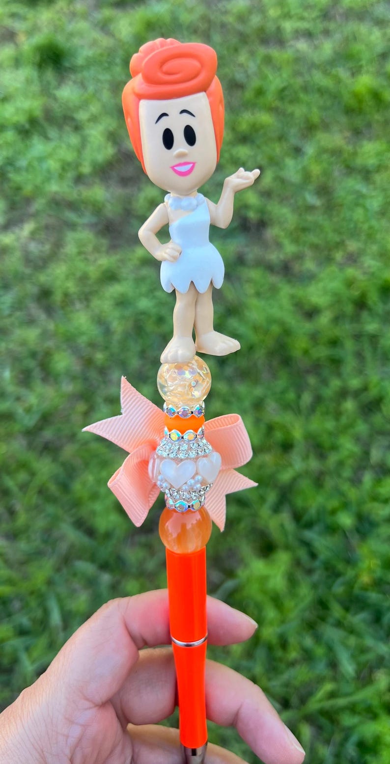 Cartoon Rhinestone Pen Retro Stone Age Inspired Beadable Pen | Cute Cartoon Style Pen ...