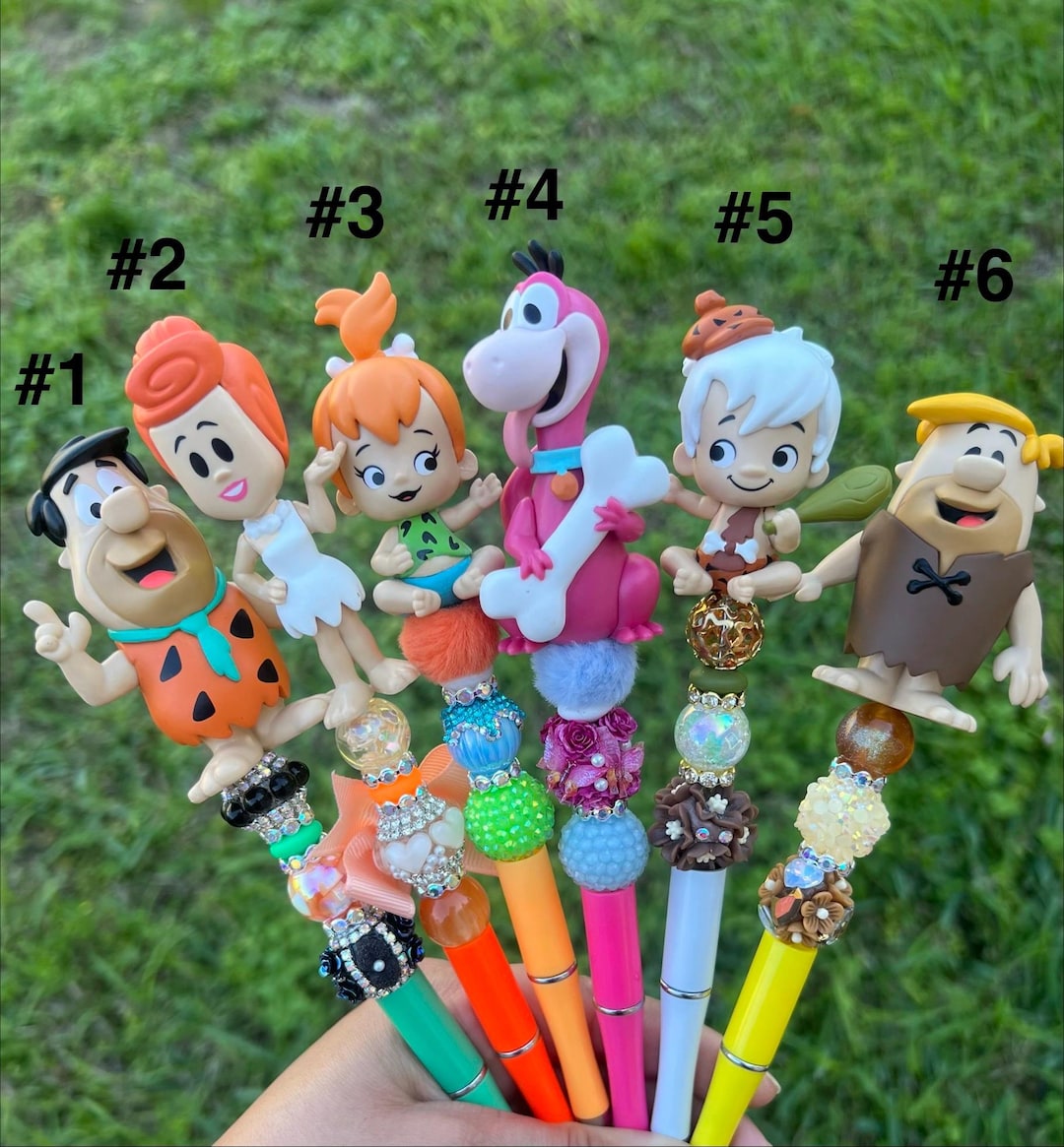 Cartoon Rhinestone Pen Retro Stone Age Inspired Beadable Pen | Cute Cartoon Style Pen ...