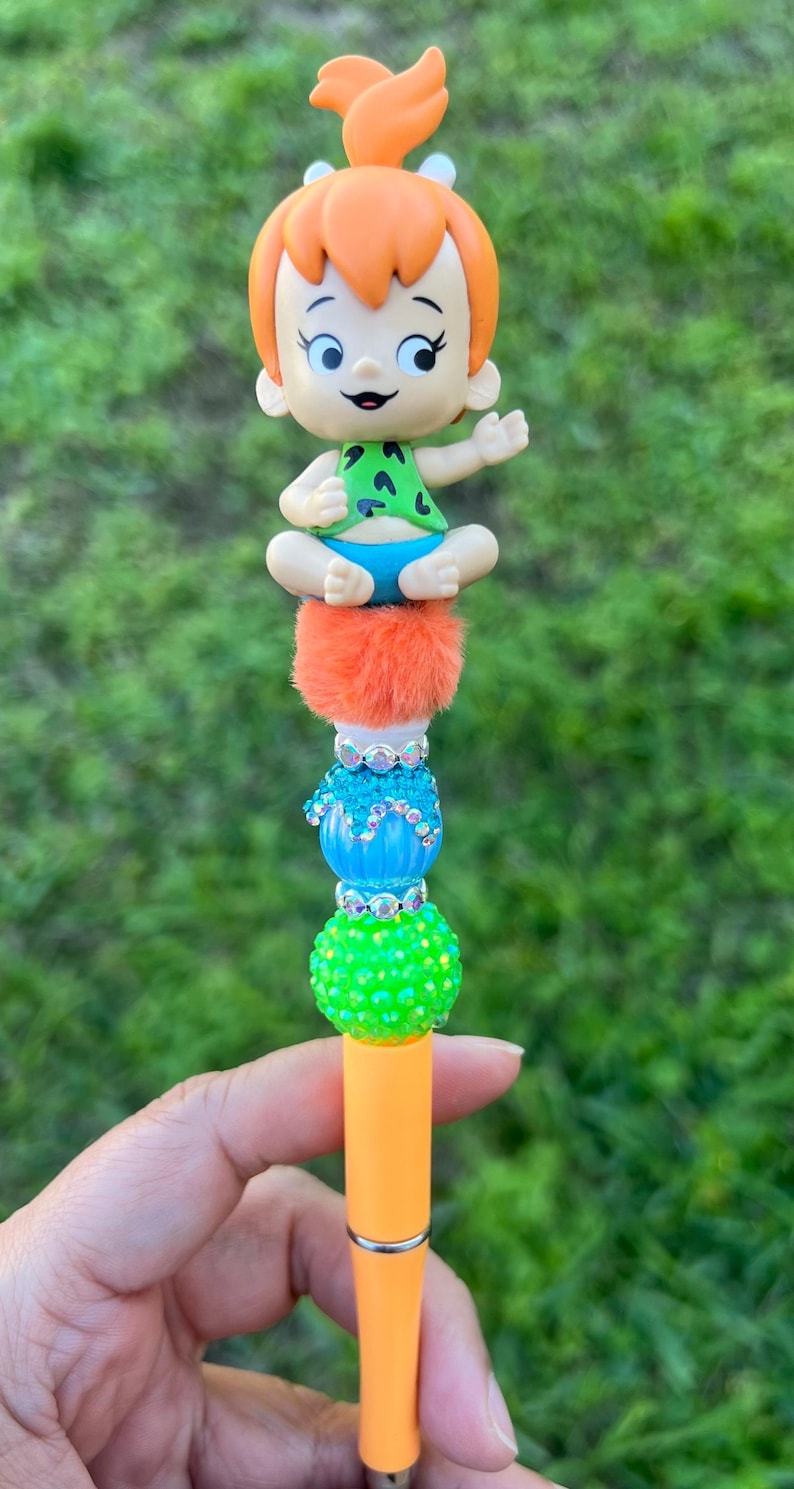 Cartoon Rhinestone Pen Retro Stone Age Inspired Beadable Pen | Cute Cartoon Style Pen ...