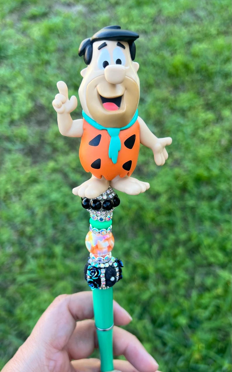 Cartoon Rhinestone Pen Retro Stone Age Inspired Beadable Pen | Cute Cartoon Style Pen ...