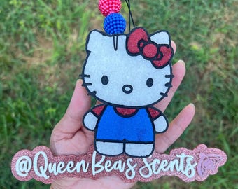 Cute Pink Cat Freshie | Kawaii Car Air Freshener | Cartoon Kitty Inspired Freshie ~ Girly Car Decor | Handmade Scented Freshie Gift