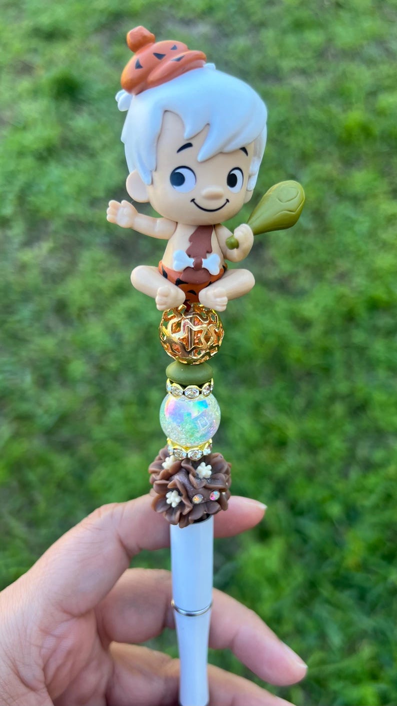 Cartoon Rhinestone Pen Retro Stone Age Inspired Beadable Pen | Cute Cartoon Style Pen ...