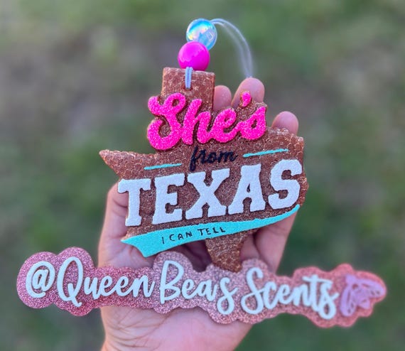 Texas Girl Freshie | “She’s From Texas I Can Tell” Car Air Freshener | Southern Sassy Freshie | Handmade Car Freshie | Texas Gift Idea