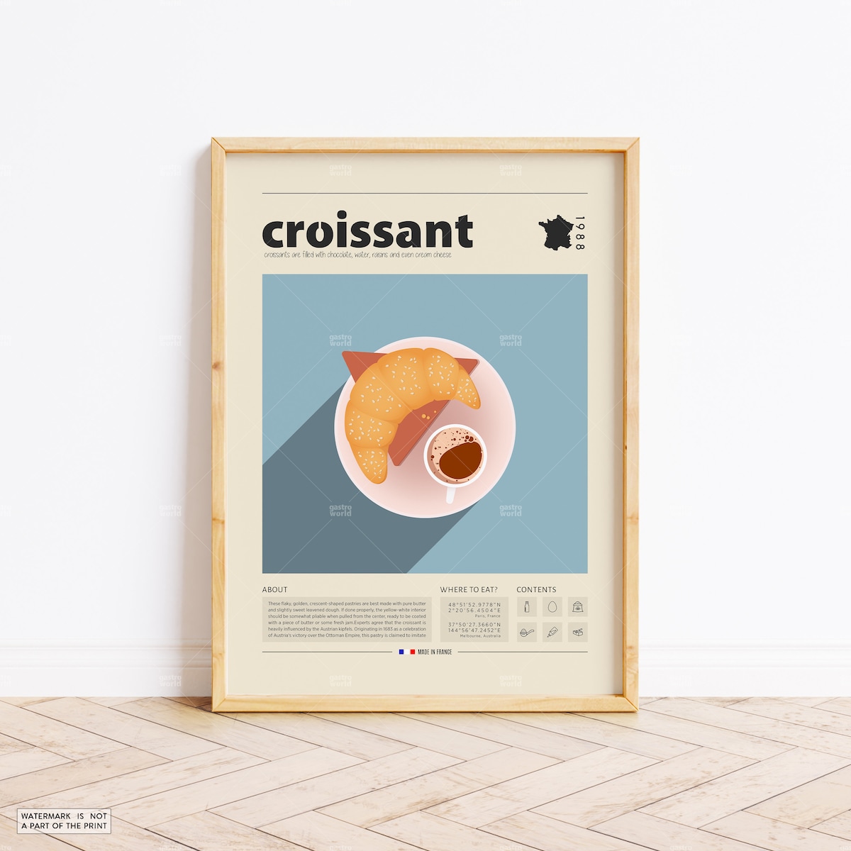 Croissant Poster 11x14 Light | Etsy
