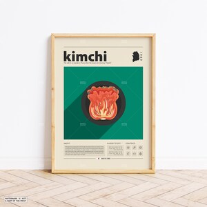 Kimchi Poster, Korean Food,Retro Poster, Housewarming Gift, Kitchen Decor, Mid Century Poster, Minimalist Print