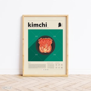 Kimchi Poster, koreanisches Essen, Retro Poster, Einzugsgeschenk, Küchendeko, Mid Century, minimalistischer Druck