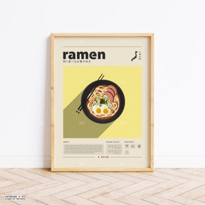 Ramen  Poster, Food Print, Japanese Food, Retro Poster, Housewarming Gift, Kitchen Decor, Mid Century Poster, Minimalist Print